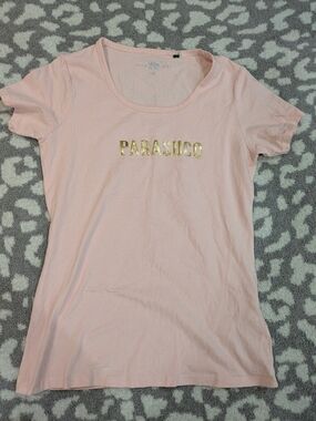 Parasuco Light Pink Scoop Neck Tee with Gold Logo